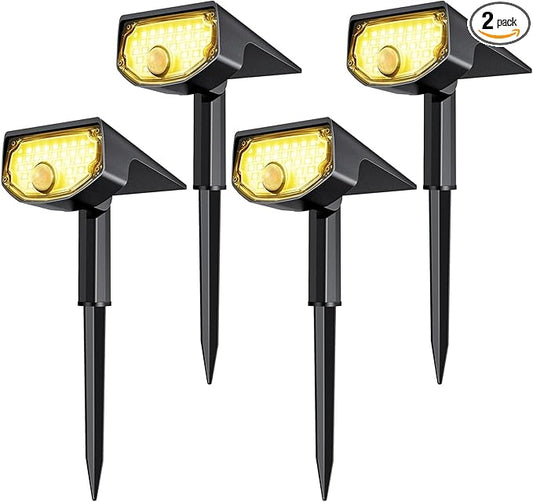 AloftSun Solar Motion Sensor Outdoor Lights,Waterproof Motion Sensor Spot Lights- 30 LED/3 Modes Solar Powered Spotlights,Landscape Lighting for Yard and Garden,Warm White,4 Pack
