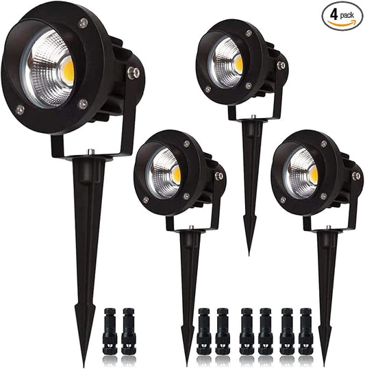EAGLOD 20W Led Spotlights Outdoor Landscape Lights,Low Voltage Led Landscape Lighting, 12V ~24V AC/DC Waterproof Landscape Spotlights with Stake for Tree Flag Lights 3000K Ultra Warm White (4Pack)