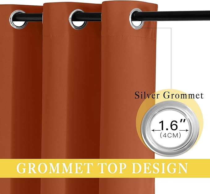 NICETOWN Burnt Orange Sliding Glass Door Curtain - Grommet Extra Wide Window Treatment Thermal Insulated Room Darkening Drape Room Divider for Kids Room/Living Room (W100 x L108, 1 Panel)