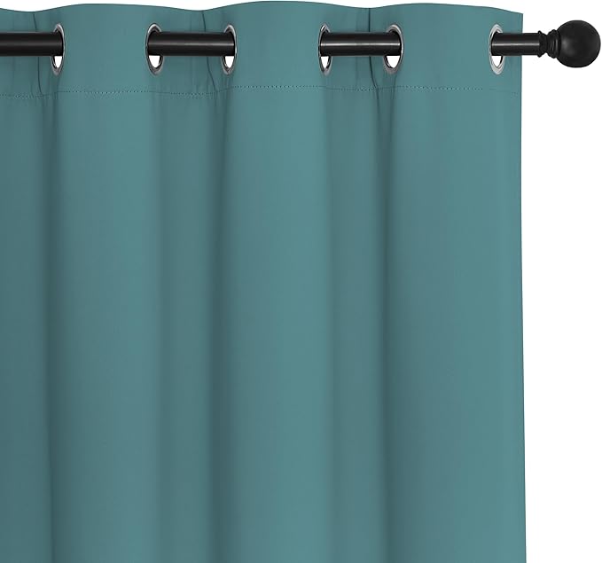 NICETOWN Blackout Curtains for Sliding Glass Door Room Divider Noise Reduce Curtain Panel Portable Window Screen Sliding Partition, W100 x L102 inches, 1 Panel, Sea Teal