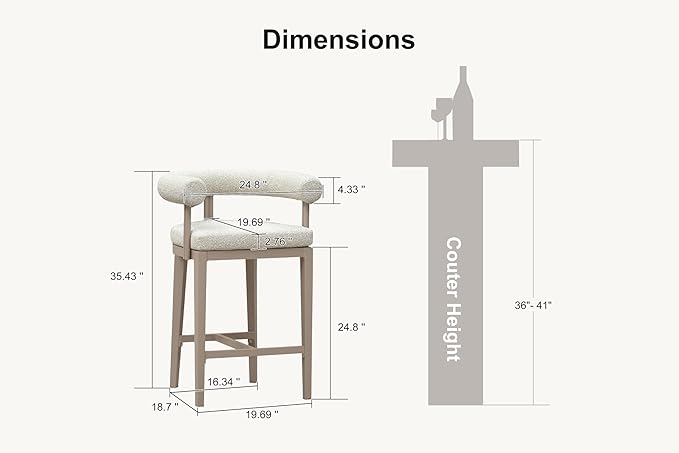 PURPLE LEAF Counter Height Bar Stools Set of 2 Patio Barstools with Back and Armrest