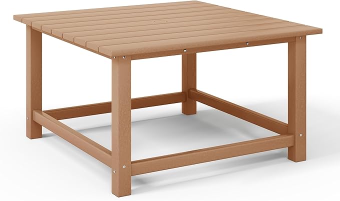 WestinTrends Malibu Low Outdoor HDPE Square Patio Coffee Table, Teak