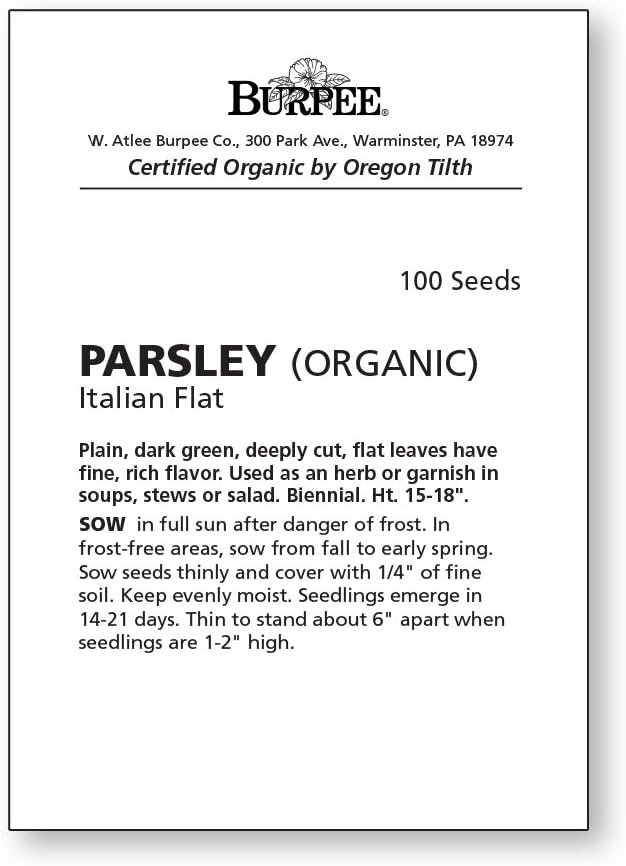 Burpee Italian Flat (Organic) Parsley Seeds 100 seeds