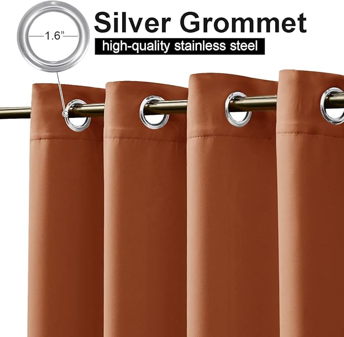 NICETOWN Patio Outdoor Curtains Waterproof, Thermal Insulated Stainless Steel Rustproof Grommet Blackout Indoor Outdoor Curtain Panels for Party/Cottage, Mecca Red, 1 Panel, W52 by L84