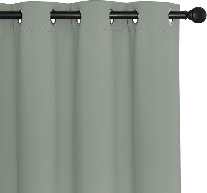 NICETOWN Blackout Drapery Curtain Panel 90 inches Long - Window Treatment Thermal Insulated Grommet Blackout Curtain/Drape for Bedroom Living Room (Sage Green, 1 Panel, 46 by 90 inches)