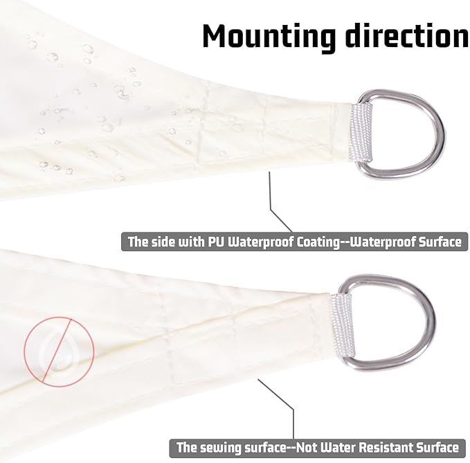 LOVE STORY Triangle 19'x19'x19' Waterproof Sun Shade Sail Canopy UV Block for Outdoor Patio Backyard Carport,Cream(We Make Custom Size)