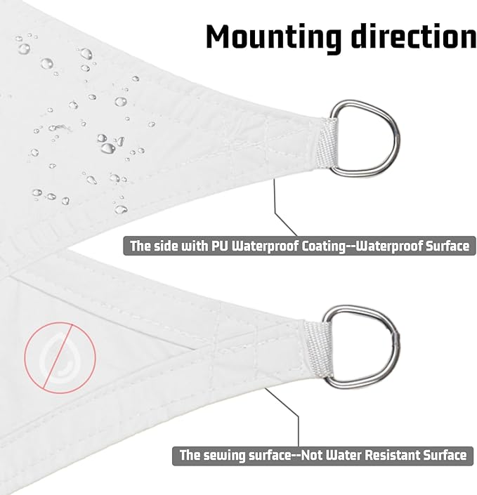 LOVE STORY Triangle 17'x17'x17' Waterproof Sun Shade Sail Canopy UV Block for Outdoor Patio Backyard Carport,White(We Make Custom Size)