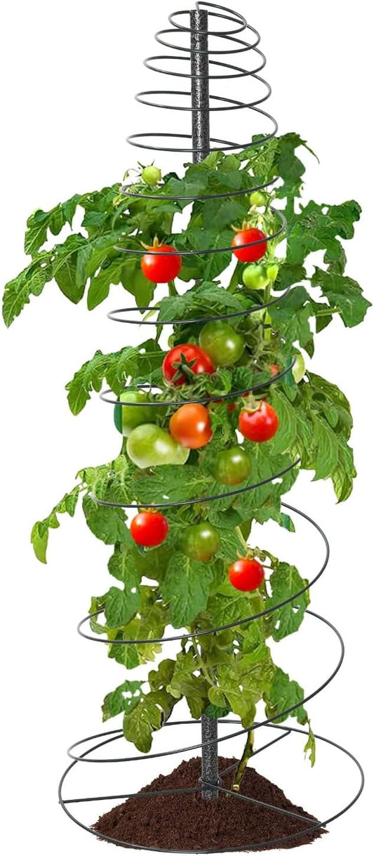 2 Pack Spiral Trellis for Climbing Plants Outdoor, 45 Inch Tall Heavy Duty Metal Garden Tower, Decorative Plant Support with Anti-Tip Stake,Rustproof for Clematis Pole Beans Cucumber Berry Vines Pots