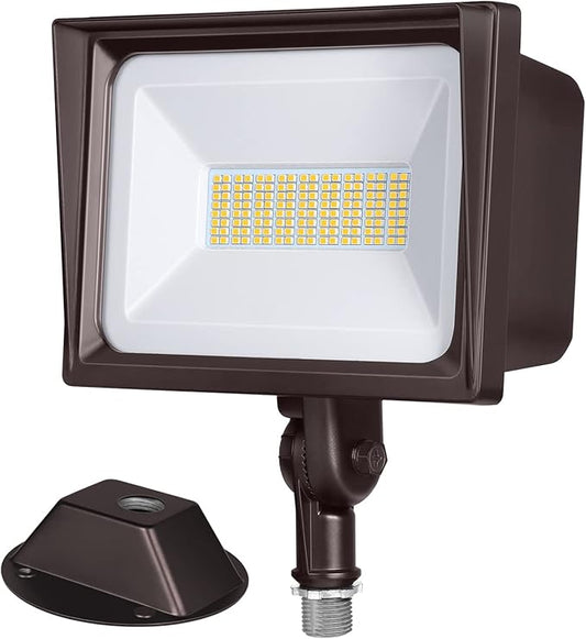 DEWENWILS 65W Flood Lights Outdoor, 6670 LM Super Bright(500W Equivalent) IP65 Waterproof Knuckle Mount LED Security Light, 5000K Daylight LED Flood Light for Garage, Patio, Yard, UL Listed, Browm