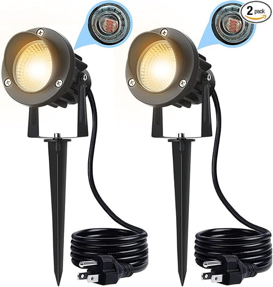 20W Dusk to Dawn Led Outdoor Light 120V 3000K 2000lm Warm White LED Spot Lights Outdoor Landscape Spotlights with Photocell Sensor IP65 Waterproof Spot Lights for Yard Flag Garden Tree, 2 Pack