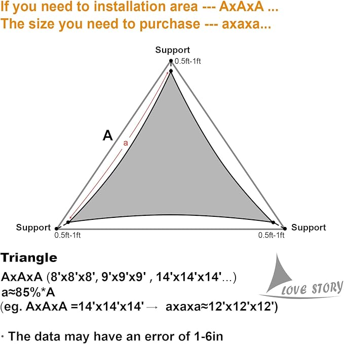 LOVE STORY Custom Size 7'x7'x7' Terra Red Sun Shade Sail Triangle Sunhsade Fabric Awning Canopy for Patio Backyard Carport Pergola (Customized)