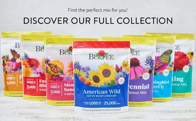 Burpee Wildflower 25,000 Bulk, 1 Bag 18 Varieties of Non-GMO Flower Seeds for Hummingbirds and Butterflies