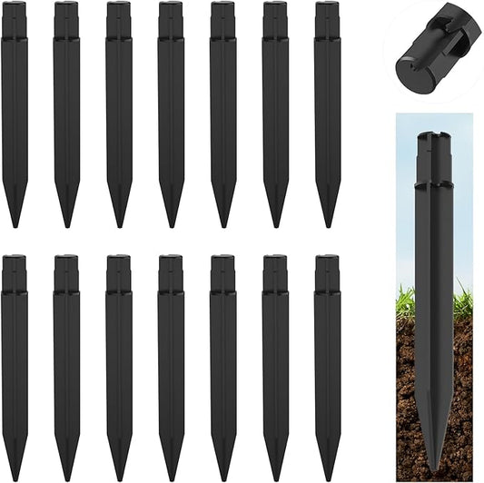 15 Pcs 8.25 Inch ABS Plastic Ground Spikes for Solar Torch Lights, Black Replacement Stakes for Garden Pathway Markers