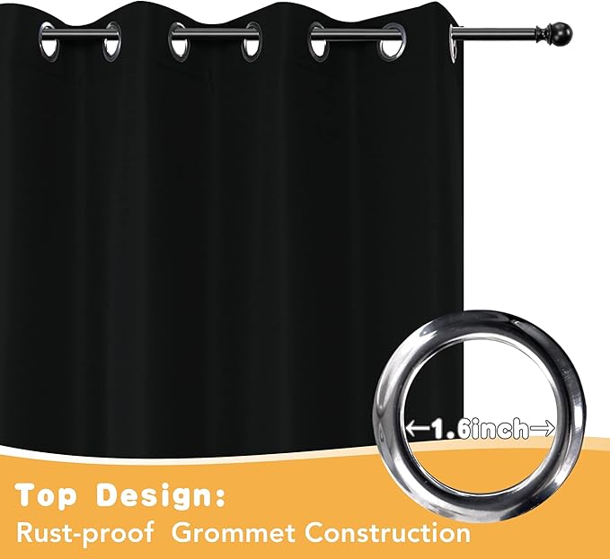 HolidayIdeas Outdoor Curtains for Patio Waterproof, 4 Panels - 54 x 95 Inch - Privacy Protection & Light Filtering Curtains Black Grommet Outside Curtains for Porch, Gazebo, Pergola, Backyard