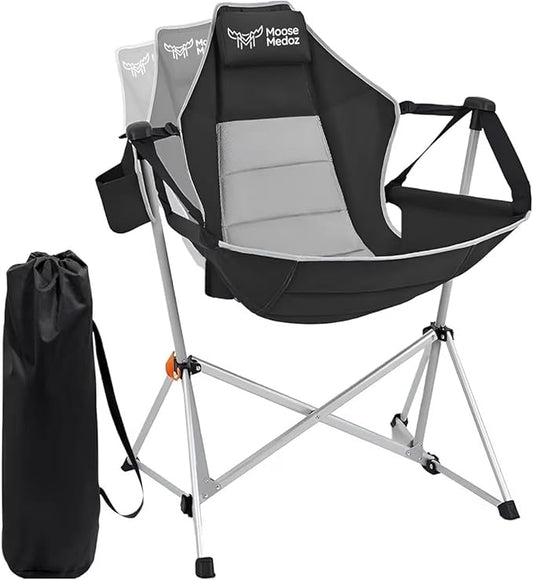 Hammock Camping Chair – Folding Swing Chair with Headrest & Cup Holder, 300 lbs Support, Breathable Mesh, Portable & Lightweight for Outdoor, Camping, Fishing, Patio & Travel