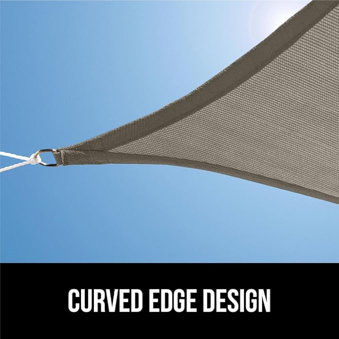 GORILLA GRIP Heavy Duty Sun Shade, UV Protection Fade Tear and Rust Resistant Rectangle Sunshade Canopy, Curved Edges Blocks Sunlight, Breathable Sail, Outdoor Patio, Lawn Garden 10x10 FT Gray