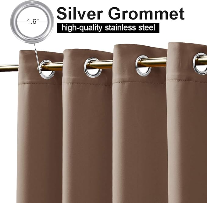NICETOWN Outdoor Curtain for Patio Waterproof, Thermal Insulated Top & Bottom Grommet Blackout Windproof Cabana Curtain & Drape Keep Warm Divider for Party, Terrace, Wedding, Tan, 1 PC, W100 by L95