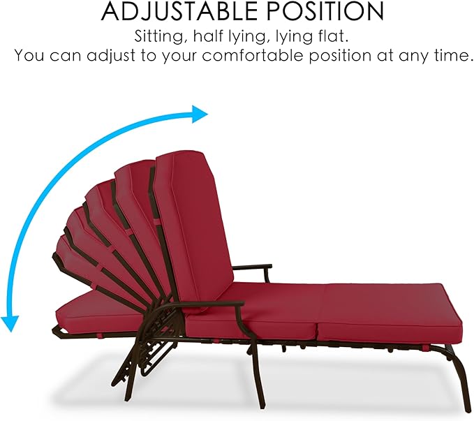 Kozyard Maya Chaise Lounge - Outdoor Patio Recliner Chair, Comfortable Patio Lounge Chair, Elegant Chaise Lounge Chair for Relaxation, Perfect Outdoor Recliner Chair (RED)