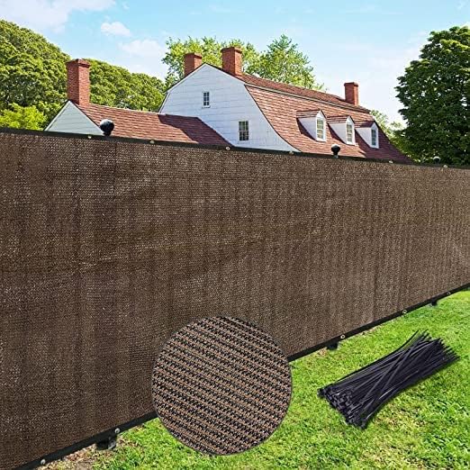 UPGRADE Privacy Fence Screen 6'x71' Brown Outdoor 90% Visibility Blockage 170 GSM Mesh Shade Cover Panels for Backyard,Balcony,Home Decoration with Zip Ties,Customized Avaliable