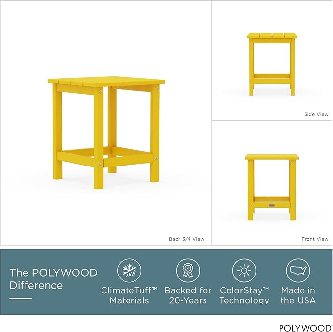 POLYWOOD ECT18LE Long Island 18" Side Table, Lemon