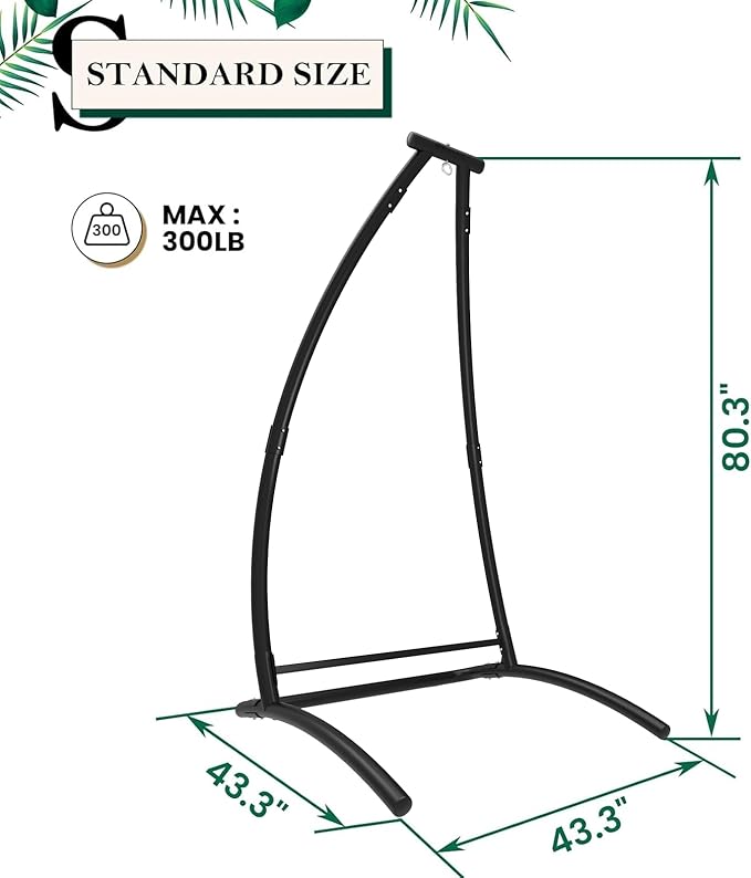 G TALECO GEAR C-Type Hanging Hammock Chair Stand, Heavy Steel Swing Hammock Chair Stand, Suitable for Indoor and Outdoor Swing Frame（Seat not Include）