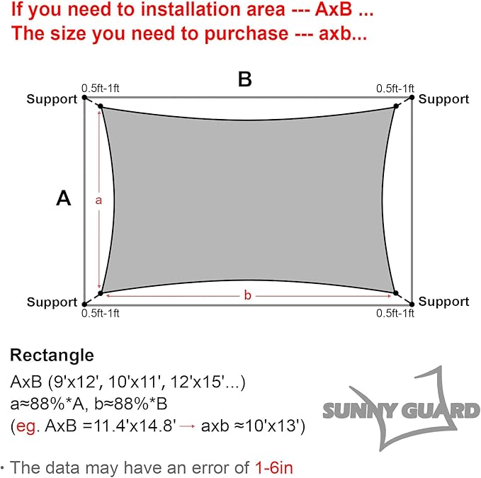 SUNNY GUARD Waterproof Sun Shade Sail 7' x 12' Turquoise Blue Rectangle UV Block Sunshade for Backyard Yard Deck Patio Garden Outdoor Activities and Facility(Customized)