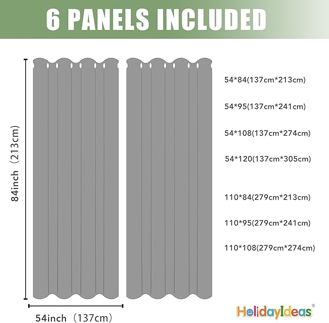 HolidayIdeas Waterproof Outdoor Curtains for Patio, 6 Panels - 54x108 Inches - Weatherproof Privacy Outsides Curtains for Backyard Porch Gazebo, Sunlight & UV Blocking (Teal, Grommet Top)