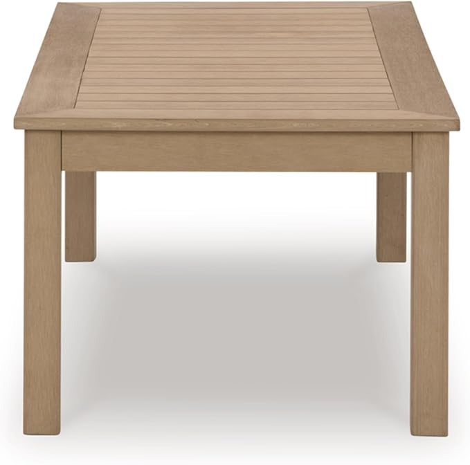 Signature Design by Ashley Hallow Creek Casual UV Resistant Resin Outdoor Coffee Table, Light Brown