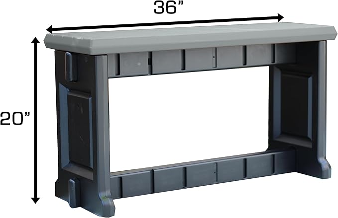 Bench, Deep Grey Top with Black Sides, 1 Pack - Proudly Made in The USA, Click and Lock Hardware-Free Assembly, Durable and Stylish Outdoor Seating