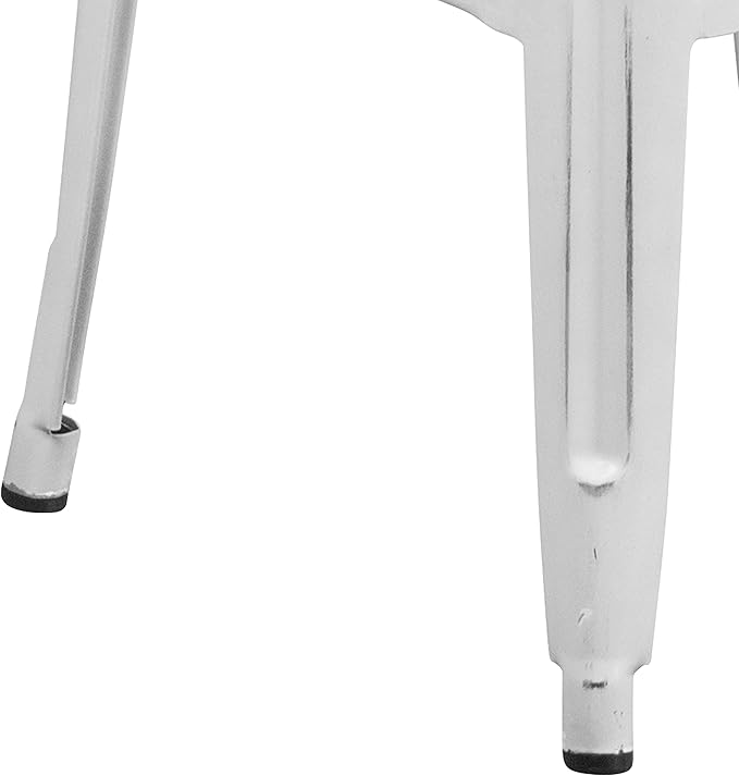 Flash Furniture Kai Commercial Grade 4 Pack 30" High Backless Distressed White Metal Indoor-Outdoor Barstool