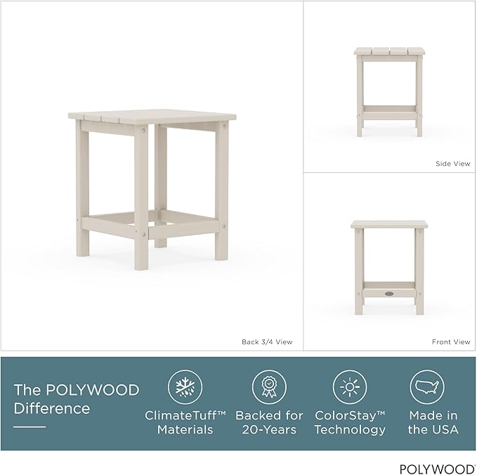 POLYWOOD ECT18SA Long Island 18" Side Table, Sand