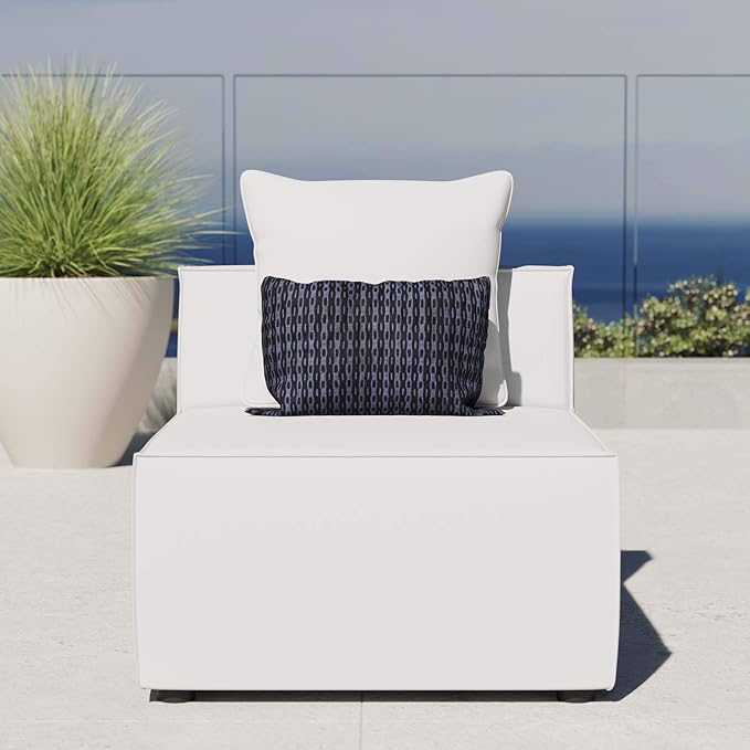 Modway EEI-4209-WHI Saybrook Patio Armless Chair in White 29.5 x 34.5 x 25.5