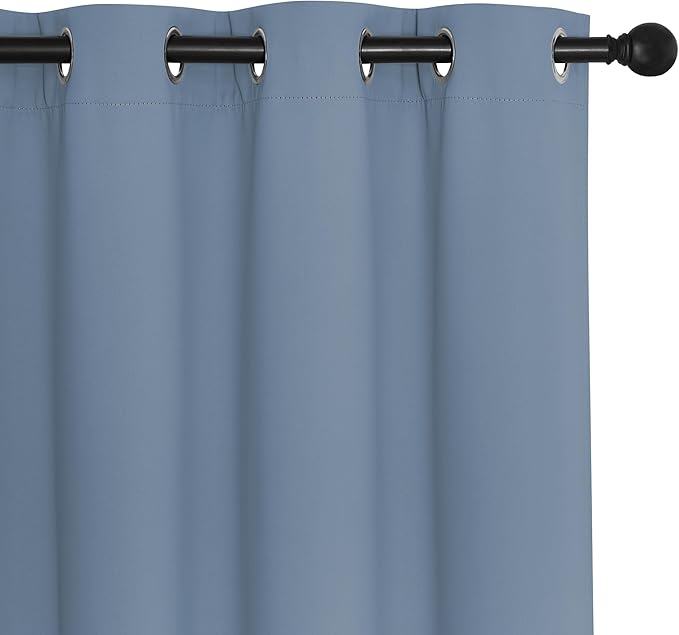 NICETOWN Blackout Drapery Curtain Panel 90 inches Long - Window Treatment Thermal Insulated Grommet Blackout Curtain/Drape for Bedroom Living Room (Stone Blue, 1 Panel, 46 by 90 inches)