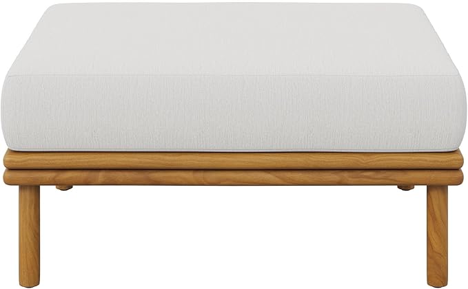 Modway Wren Teak Wood Outdoor Ottoman in Natural Sail