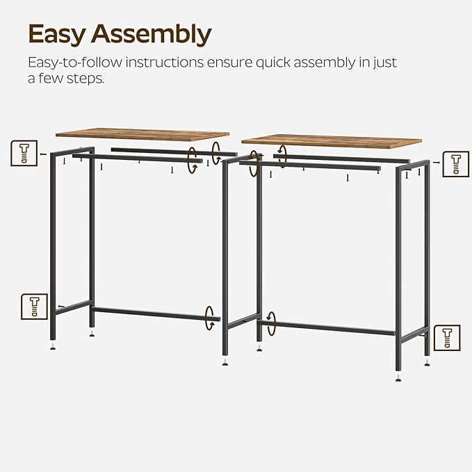 55" Long Bar Table, Counter Bar Height Table, High Top Table, Rectangular Hightop Bar Pub, for Kitchen, Living Room, Dining Room, Entryway, Rustic Brown and Black BT04BR