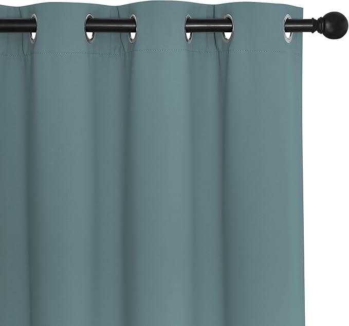 NICETOWN Blackout Sliding Glass Door Curtains, Room Darkening Thermal Insulated Curtains for Living Room Bedroom, Extra Wide Window Drapes, 1 Panel, W80 x L118, Greyish Blue