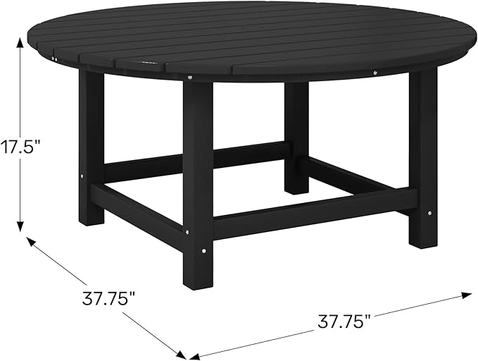 WestinTrends Malibu Low Outdoor HDPE Round Patio Coffee Table, Teak