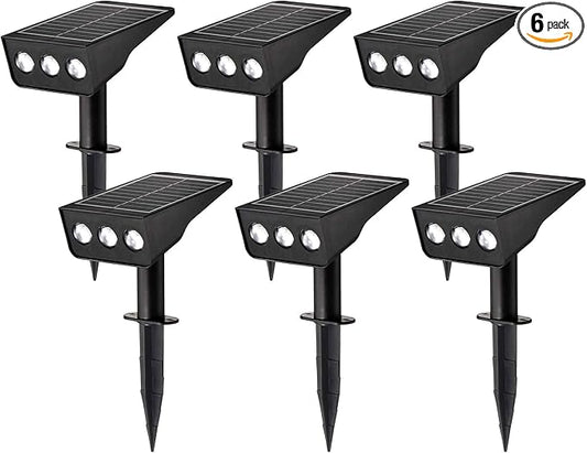 Solar Spot Lights Outdoor, 6 Pack Solar Landscape Spotlights 3 Lighting Modes IP65 Waterproof Adjustable Light House Lights Spot Light for Yard