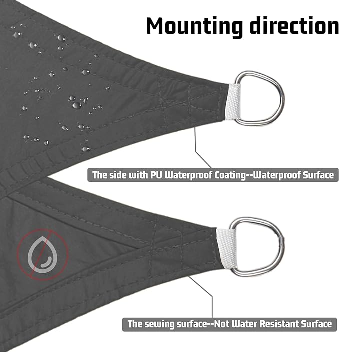 LOVE STORY Triangle 11'x11'x11' Waterproof Sun Shade Sail Canopy UV Block for Outdoor Patio Backyard Carport,Dark Grey(We Make Custom Size)