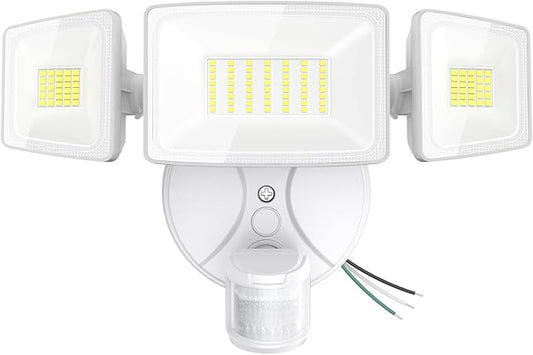 Onforu 75W LED Flood Light Motion Sensor Outdoor, 7000lm Dusk to Dawn Flood Light, Security Light with Three Head, IP65 Waterproof Exterior Floodlight, 6500k Wall Light for Entryway Stairs Yard Garage