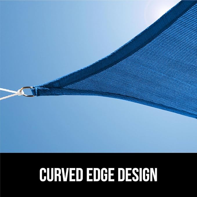 GORILLA GRIP Heavy Duty Sun Shade, UV Protection Fade Tear and Rust Resistant Rectangle Sunshade Canopy, Curved Edges Blocks Sunlight, Breathable Sail, Outdoor Patio, Lawn Garden 12x12 FT Blue