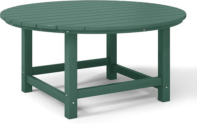 WestinTrends Malibu Low Outdoor HDPE Round Patio Coffee Table, Dark Green