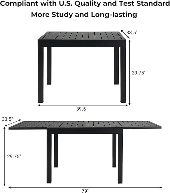 Grand patio 5-Piece Outdoor Dining Set for 4 with 1 Rectangle Expandable Table for 4-6 Person, Metal Woven Wicker Fixed Patio Chairs with Thickened Cushions for Yard, Poolside (Natural)