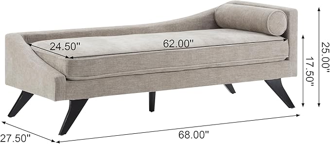 Christopher Knight Home Cagle Upholstered Loveseat Sofa with Splayed Legs, Birch Wood Frame Lounge Chair, Living Room Chaise Lounge Chair Indoor, Soft Lounge Sofa with Rolled Accent Pillow, Khaki