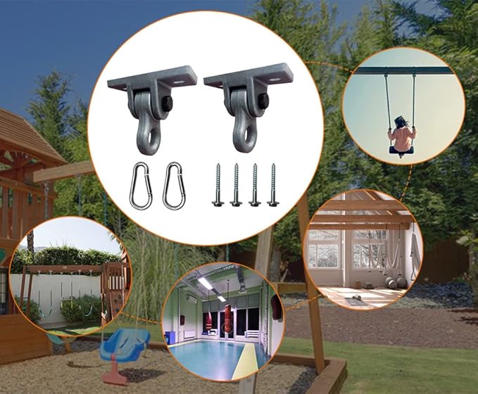 Heavy Duty Green Swing Hangers Screws Bolts Included Over 5000 lb Capacity Playground Porch Yoga Seat Trapeze Wooden Sets Indoor Outdoor (4 Pack)