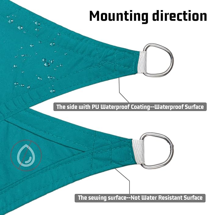 LOVE STORY Waterproof 12' x 12' x 12' Triangle Turquoise Blue Sun Shade Sail Cannoy UV Resistant for Outdoor Patio Garden Backyard (We Make Custom Size)