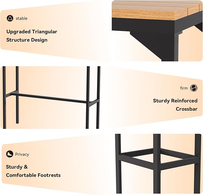 AECOJOY 6 Piece Patio Bar Set, Patio Bar Height Table and Chairs Set 47" Rectangular Pub Height Bar Table with 4 Bar Stools Patio Pub Bar Set for Balcony, Porch