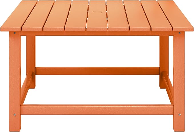 WestinTrends Malibu Low Outdoor HDPE Square Patio Coffee Table, Orange