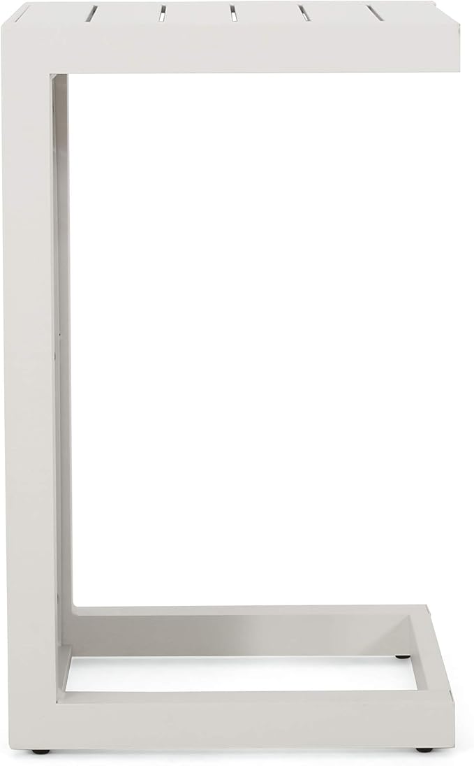 Christopher Knight Home Jesse Coral Outdoor Modern Aluminum C-Shaped End Table, White