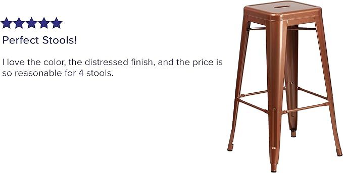 Flash Furniture Commercial Grade 30" High Backless Copper Indoor-Outdoor Barstool